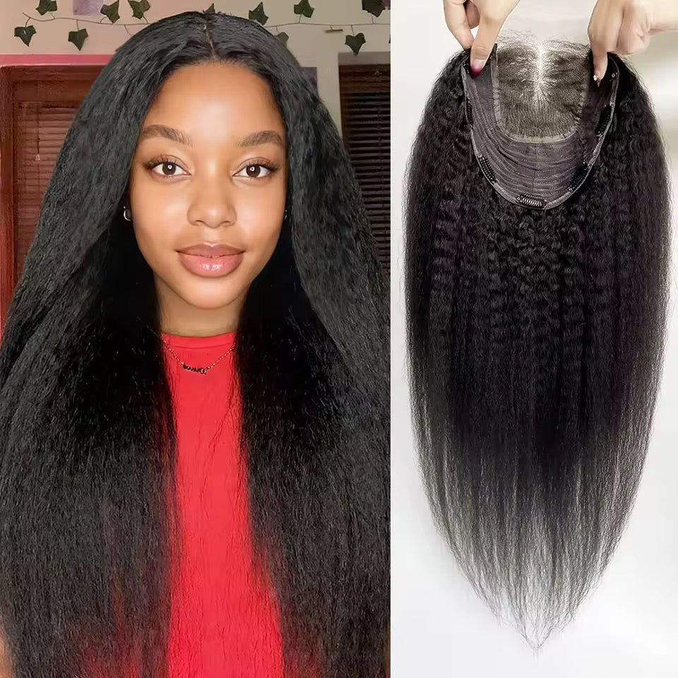 Yaki Straight Human Hair Topper – Natural Scalp Coverage for Thinning Hair & Alopecia